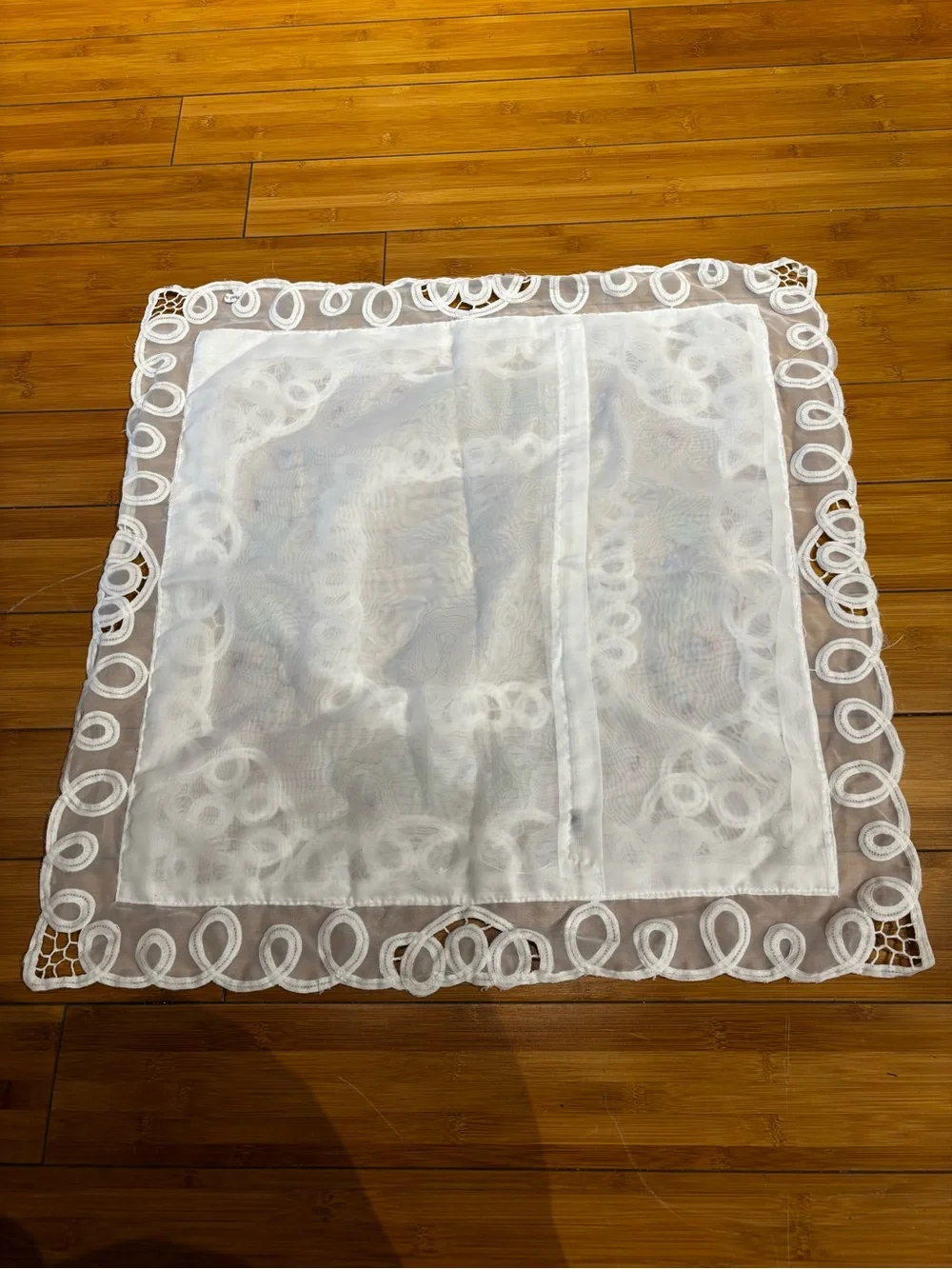 White Embroidered Lace coushion cover & tissue cover.